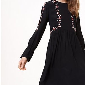 Black & floral long sleeve dress